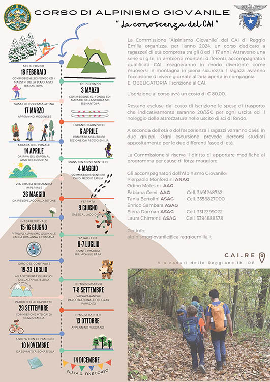 Alpinismo Giovanile del Cai RE - Programma 2024